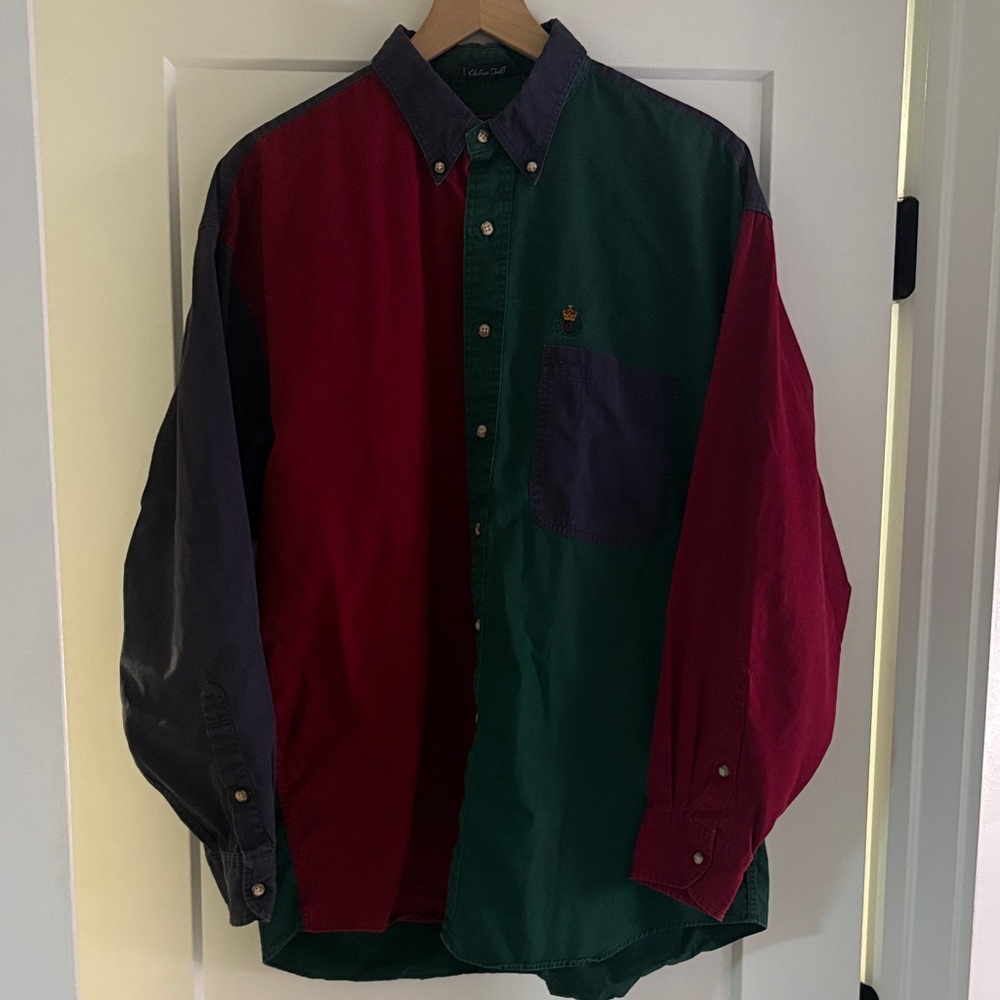 GANT Chelsea Twill Men’s Colorblock Button Down Shirt L 100% Cotton Vintage